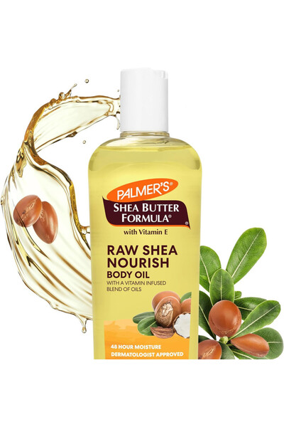 Palmers زيت الجسم المغذي بزبدة الشيا الخام مع مزيج من الزيوت الغنية بالفيتامي...