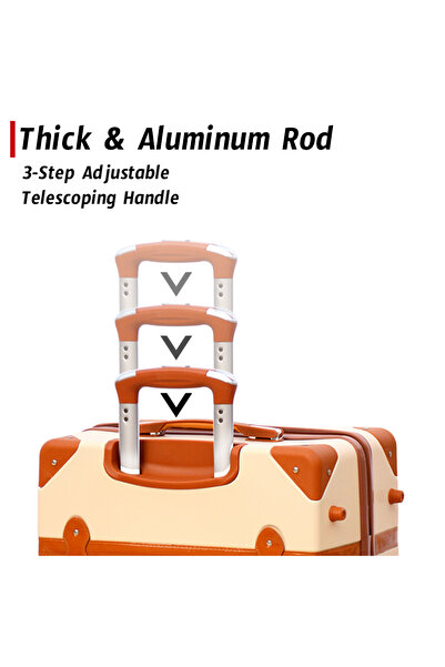 ZAAPPY Vintage Hard Shell Lightweight ABS 4PCS SET (14/20/24/28 Inch) Luggage and Cosmetic Bag