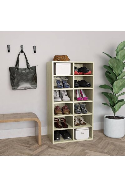 vidaxl رف أحذية سونوما أوك 54x34x100.5 سم من الخشب الهندسي