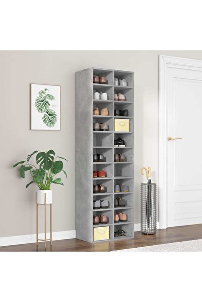 vidaxl Shoe Cabinet Concrete Grey 54x34x183 cm Engineered Wood