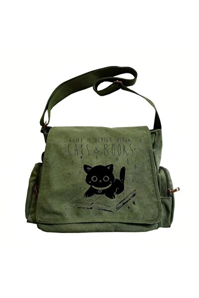 Toum Geantă estetică cu imprimeu unisex kaki