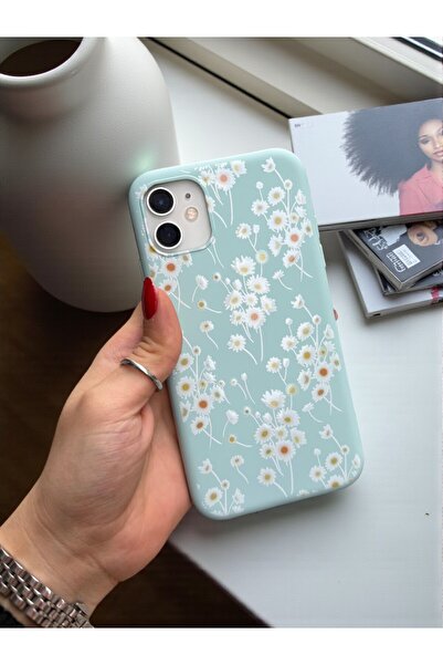 KVK PRİVACY iPhone 11 Uyumlu Papatya Desenli Fıstık Yeşili Lansman Liquid Sil...