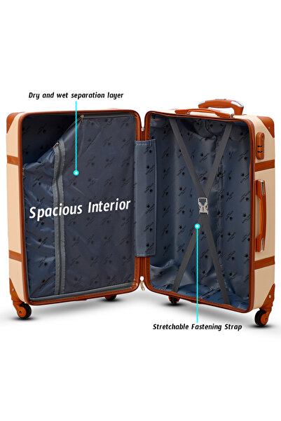 ZAAPPY Vintage Hard Shell Lightweight ABS 4PCS SET (14/20/24/28 Inch) Luggage and Cosmetic Bag