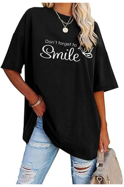 OEM Tricou de vară pentru femei, negru, mărimea S