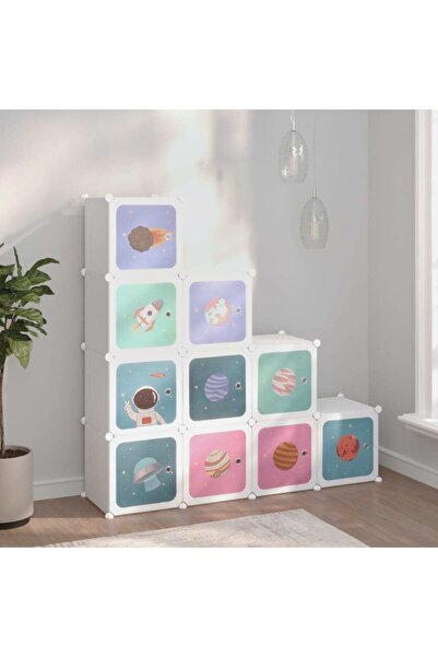 vidaxl Cube Storage Cabinet for Kids with 10 Cubes White PP