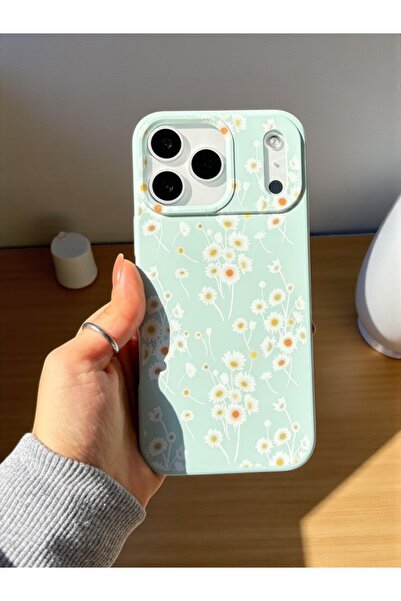 KVK PRİVACY iPhone 17 Pro Max Uyumlu Papatya Desenli Fıstık Yeşili Lansman Li...