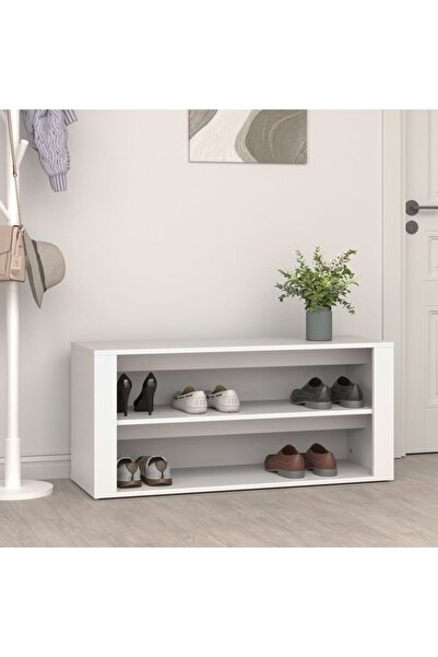 vidaxl Shoe Rack White 100x35x45 cm Engineered Wood