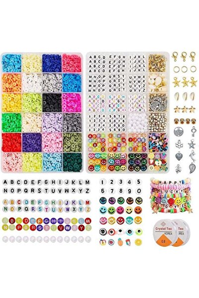 Arabest 6000 Pcs Clay Beads for Bracelet Making kits,with 900 Pcs Letter Beads, Pendants, Jump Rings
