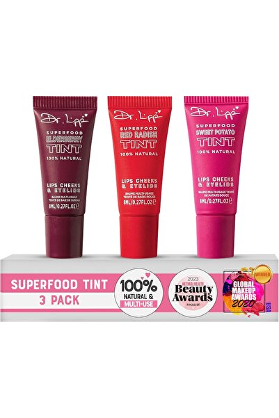 Dr. Lipp صبغة سوبر فود، عبوة من 3 قطع للشفاه والخدين والجفون