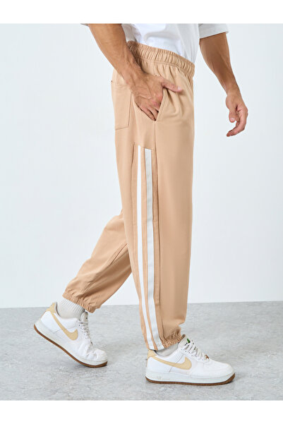 Styli Men Beige Striped Relaxed Fit Joggers
