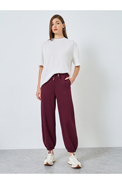 Styli Burgundy Wide Leg Joggers