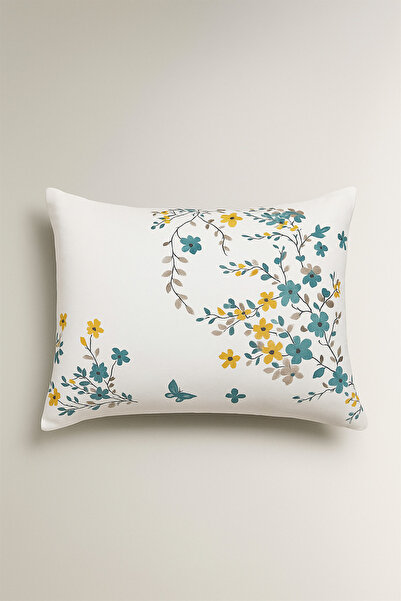 Bonny Home غطاء وسادة من قطعتين بنمط الفراشة التركوازية مصنوع من القماش القطن...