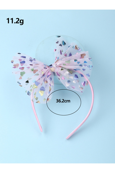 Take Two By Styli Girl Mesh Bow Heart Printed Headband