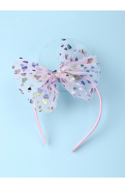 Take Two By Styli Girl Mesh Bow Heart Printed Headband