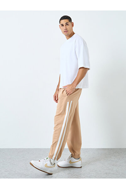 Styli Men Beige Striped Relaxed Fit Joggers