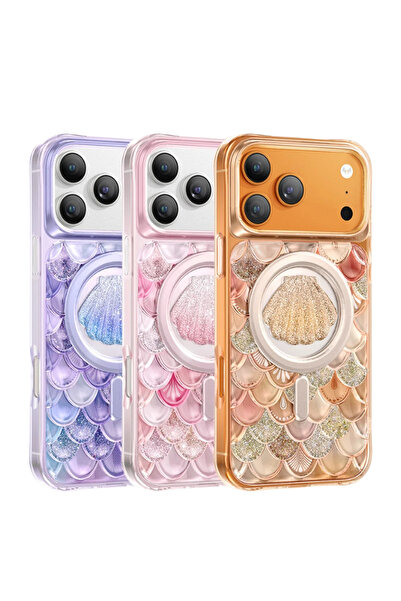 m.tk moveteck iPhone 17 Pro Max Kılıf 3D Tasarım Göz Alıcı Parlaklık Iceland Simli Magsafe Kapak