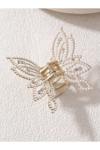 Take Two By Styli Butterfly Shape Faux Pearl Embellished Claw Clip