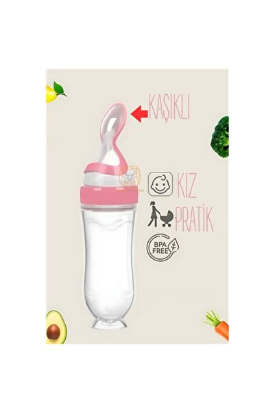 Skygo Feeding Silicone Baby Bottle with Spoon Girl Baby Feeder