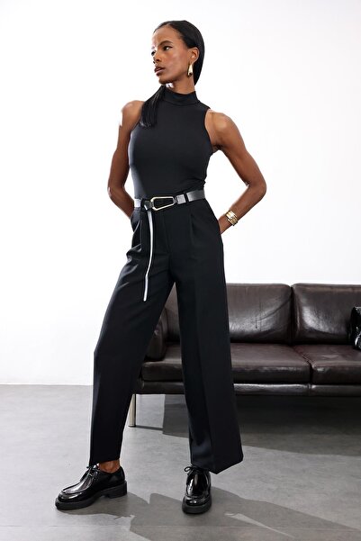 5in1Canpolat Μαύρο κορμάκι ψηλός λαιμός 71784