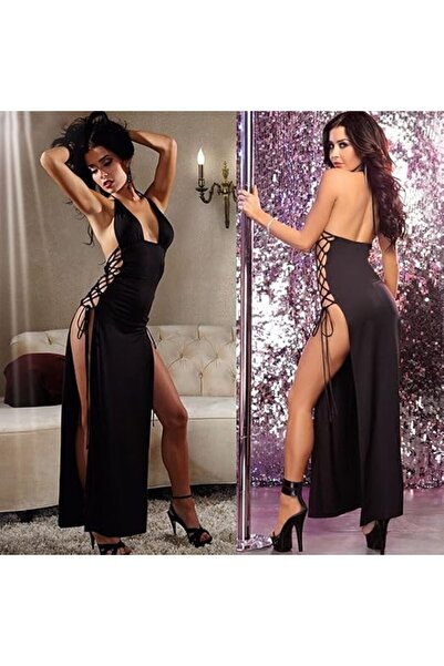 Margoun Nightclub Lingerie Dress Pole Dancing Spaghetti Strap Deep V Neck Backless Side T882