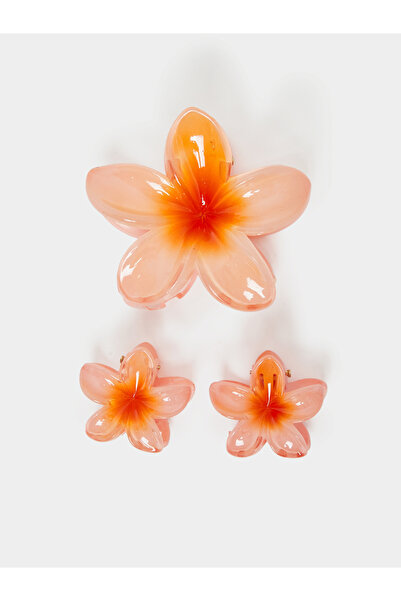 Styli Set of 3 - Peach Flower Design Claw Clip