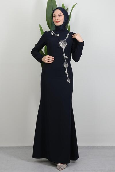 GİYZAMİLA Badem Abiye Koyu Lacivert