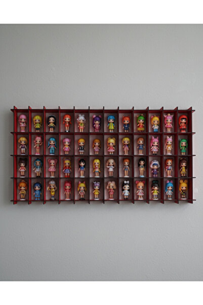 TOTTERİQ Miniş figür oyuncak bebek ahşap koleksiyon rafı 50 li duvar rafı kız çocukları için koleksiyon