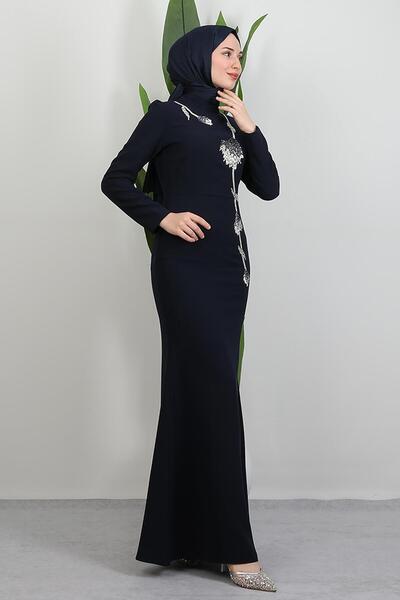 GİYZAMİLA Badem Abiye Koyu Lacivert