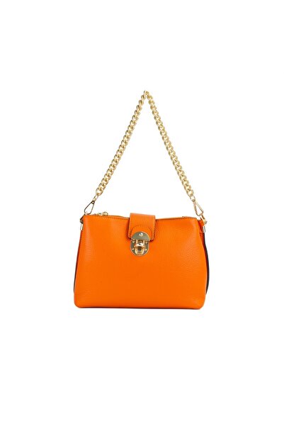 Posete Fagaras Mini Noelle Leather Purse - ORANGE, 4 Compartments, 1 Pocket, 1 Adjustable Strap Max. 122 cm