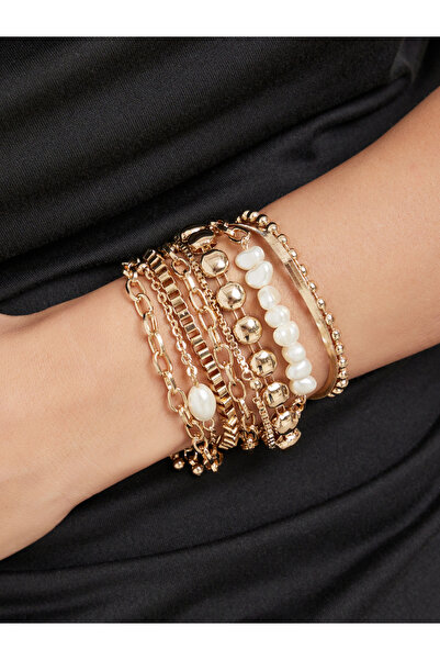 Styli مجموعة من 8 أساور ذهبية متعددة الطبقات