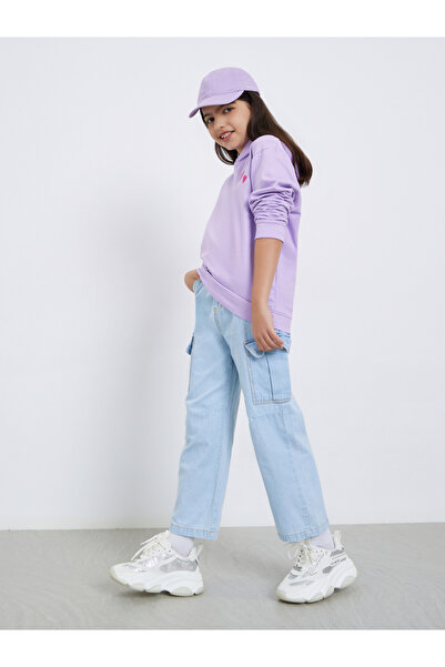 Styli Teens Blue Cotton Straight Leg Cargo Jeans