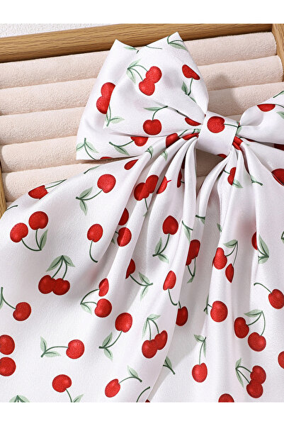 Take Two By Styli Cherry Printed Bow Ribbon Hair