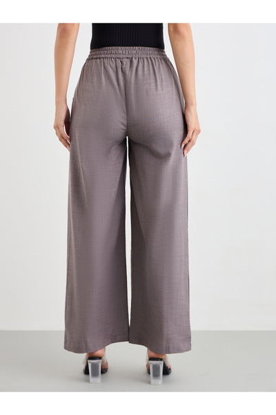 Styli Linen Look Wide Leg Pants with Drawstring