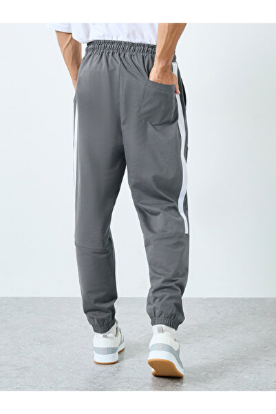 Styli Men Grey Track Pants with Side Stripe