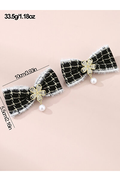 Take Two By Styli Set of 2 - Faux Pearl Drop Bow Hair Clip