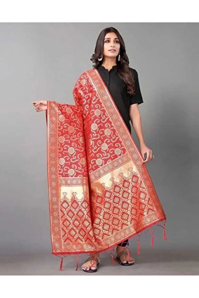 iza Red Jacquard Dupatta