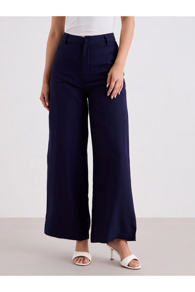 Styli Solid Wide Leg Pants with Belt Loops