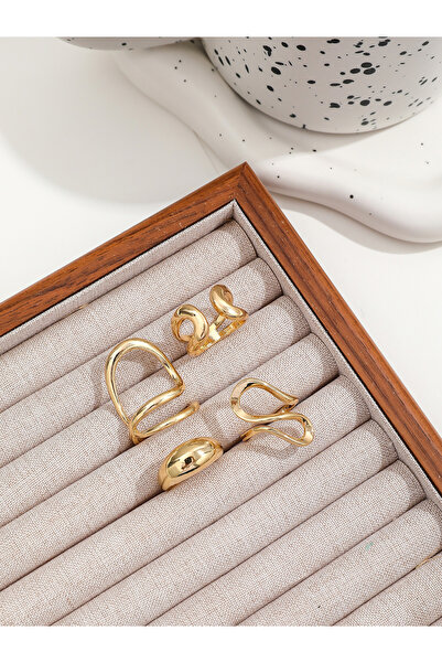 Take Two By Styli Set of 4 - Gold Tone Wrap Statement Rings