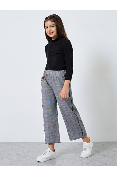 Styli Checked Elastic Waist Pants