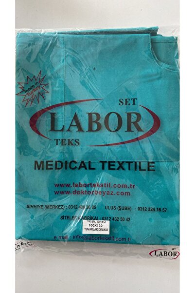 LABOR Ameliyat örtüsü(2ADET)(yeşil keten orta delikli yuvarlak)100cm*130cm