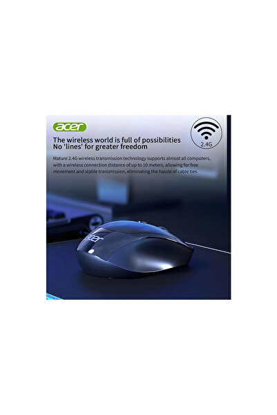 ACER فأرة لاسلكية، كمبيوتر محمول، كمبيوتر مكتبي عالمي، تعمل بالبطارية (بدون بطارية) OMW142