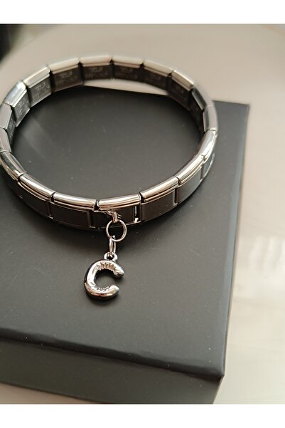 Kudi Italian Wristband with Carhml Letter C Attached to It