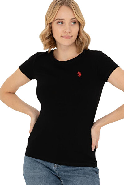 U.S. Polo Assn. Γυναικείο μπλουζάκι μαύρο με λαιμόκοψη