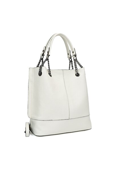 Posete Fagaras Lucia Leather Purse - Ivory, Casual Bag Made of Genuine Leathe...