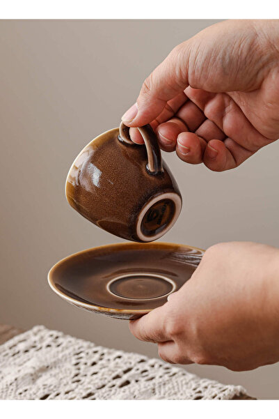 Shuer Ceramic Coffee cup, Espresso cup,Arabic coffee cup,Turkish coffee cup, Cup and Saucer Set 80ml