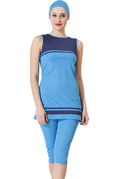 Haliç Mayo Zero Sleeve Tights Semi-Closed Swimsuit 7000 Blue