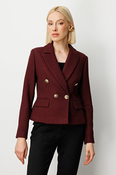 Ekol Kruvaze Yaka Kaşe Kadın Ceket 5073