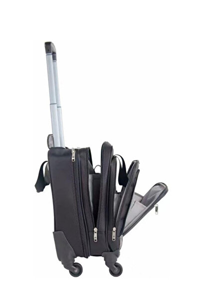 PK PARTNER حقيبة CHUBONT PILOT المصنوعة من جلد البولي يوريثان الفاخر ذات الأربع عجلات، تناسب أجهزة الكمبيوتر المحمولة حتى 17 بوصة، وحقيبة بعجلات تزن 10 كجم