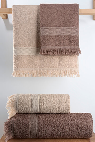 Comfort Home 4-Piece Cotton Bath Towel Set Turkish Bath Set, Hand, Face, Head and Body, 2 Pieces 40X80Cm + 2 Pieces 70X140Cm