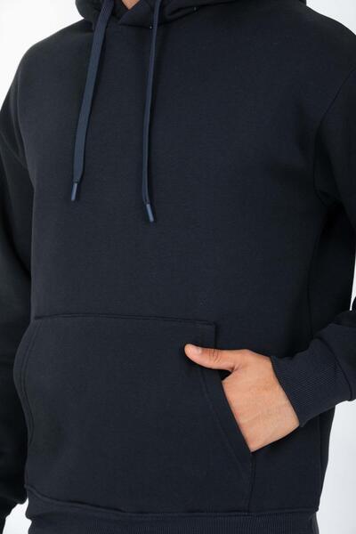 Valiberta Fleece-Lined Kangaroo Pocket Sweatshirt - 3 Thread Fleece-Lined Rubber Cuffs Men's Sweatpants - Tracksuit Set